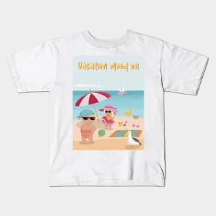 Vacation mood on - two cute kids having a sunny happy day on the beach Kids T-Shirt